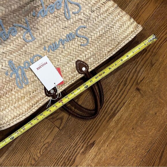 Poolside NWT leather handle swim golf sleep repeat straw Tote - Picture 5 of 6